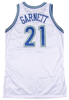 1995/96 Kevin Garnett Rookie Season Game-Used Minnesota Timberwolves Home Jersey - Attributed to Fan Appreciation Night on 4/14/1996 (MEARS A10 & Letter of Provenance)